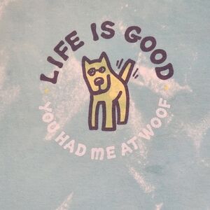 Life Is Good Blue and White Short Sleeve Tee